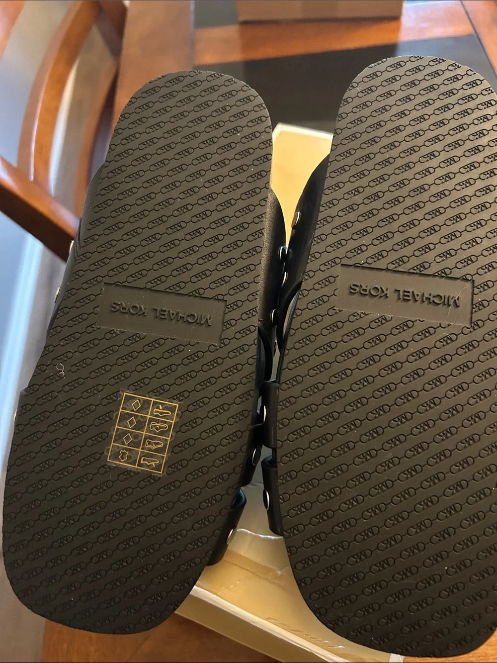 Michael Kors Black Studded Crisscross Slide Sandals - Picture 3 of 3